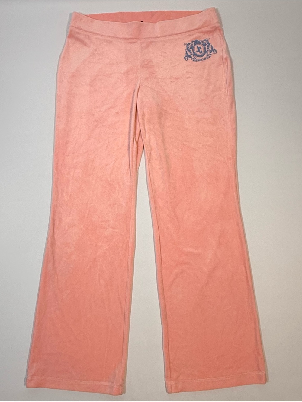 Juicy Couture Pink Velour Track Pants Glitter Logo Size L